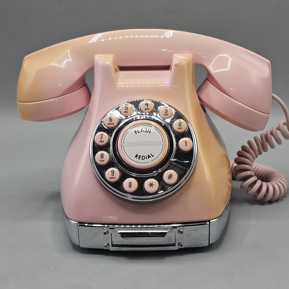 Vintage Metro Phone Pink Push Button Flash Redial Landline Note Drawer